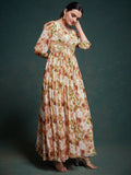 Astonishing Multi-Color Floral Printed Georgette Festival Wear Gown - Zeel Clothing
