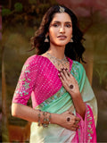Astonishing Multi-Color Organza Event Wear Saree With Blouse - Zeel Clothing