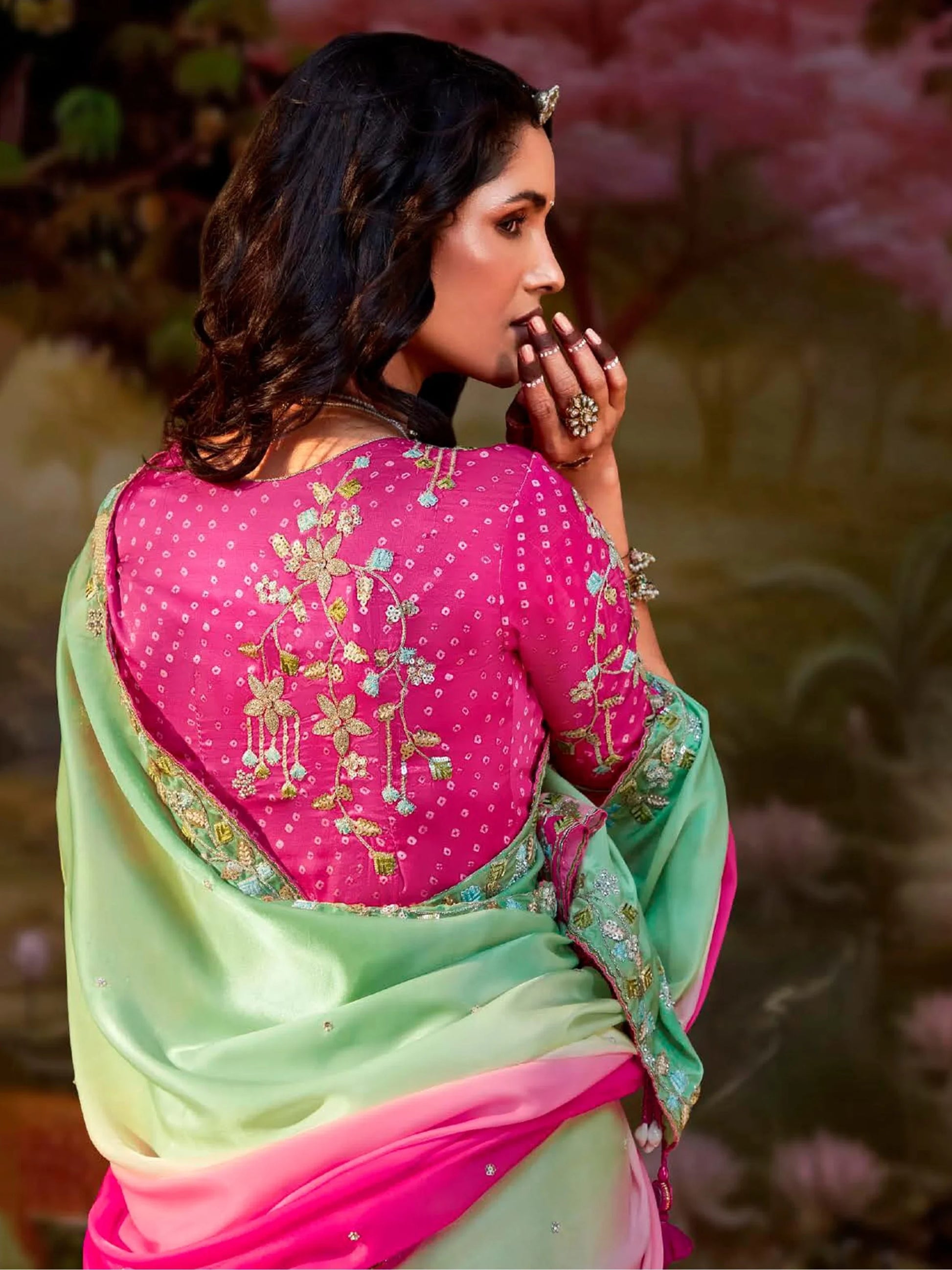 Astonishing Multi-Color Organza Event Wear Saree With Blouse - Zeel Clothing