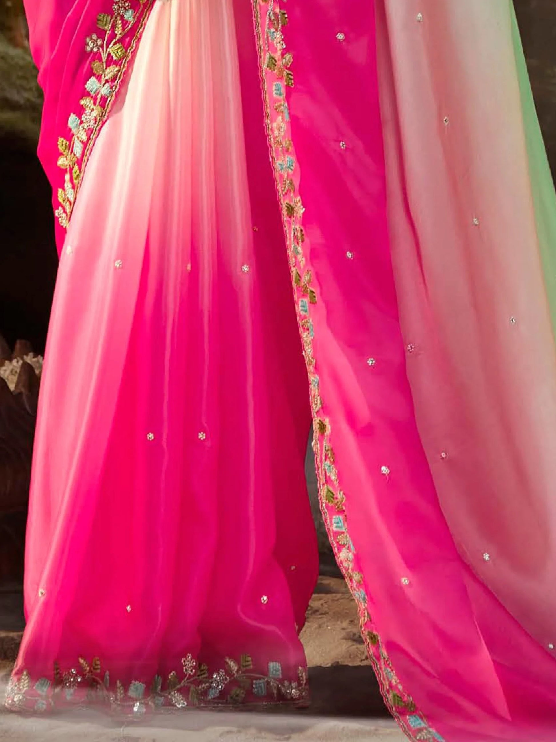Astonishing Multi-Color Organza Event Wear Saree With Blouse - Zeel Clothing
