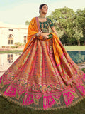 Astonishing Mustard Yellow Sequins Embroidery Banarasi Silk Engagement Wear Lehenga Choli - Zeel Clothing