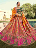 Astonishing Mustard Yellow Sequins Embroidery Banarasi Silk Engagement Wear Lehenga Choli - Zeel Clothing