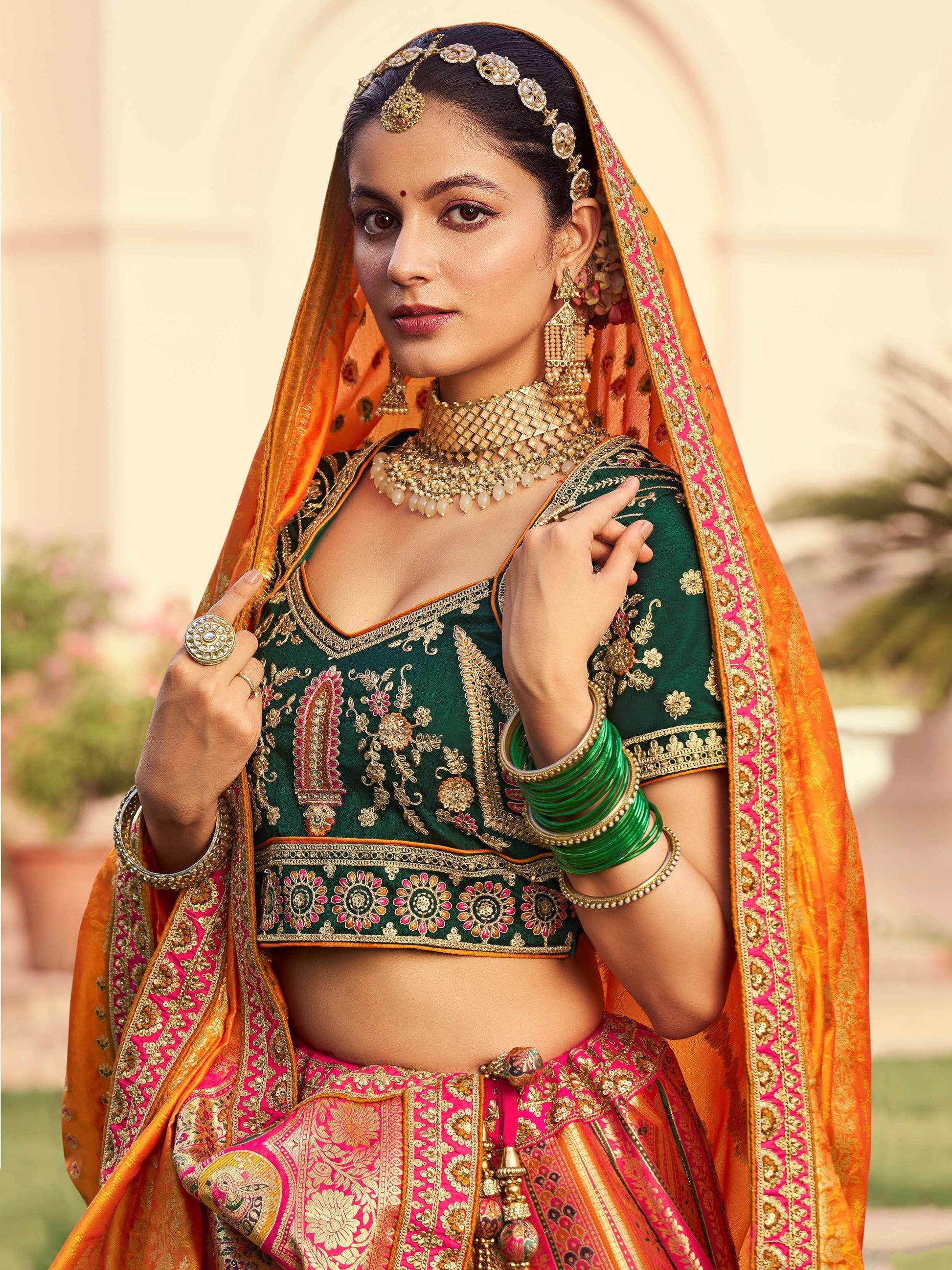 Astonishing Mustard Yellow Sequins Embroidery Banarasi Silk Engagement Wear Lehenga Choli - Zeel Clothing
