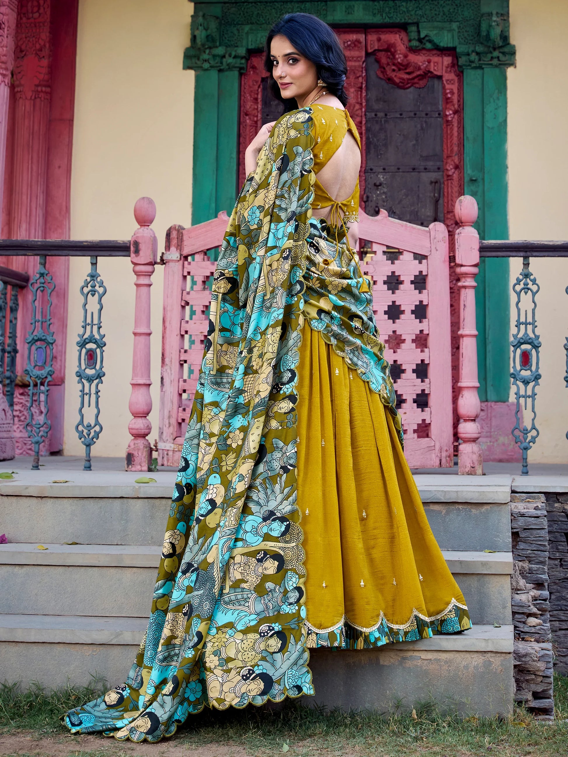 Astonishing Mustard Yellow Thread Work Silk Haldi Wear Lehenga Choli - Zeel Clothing