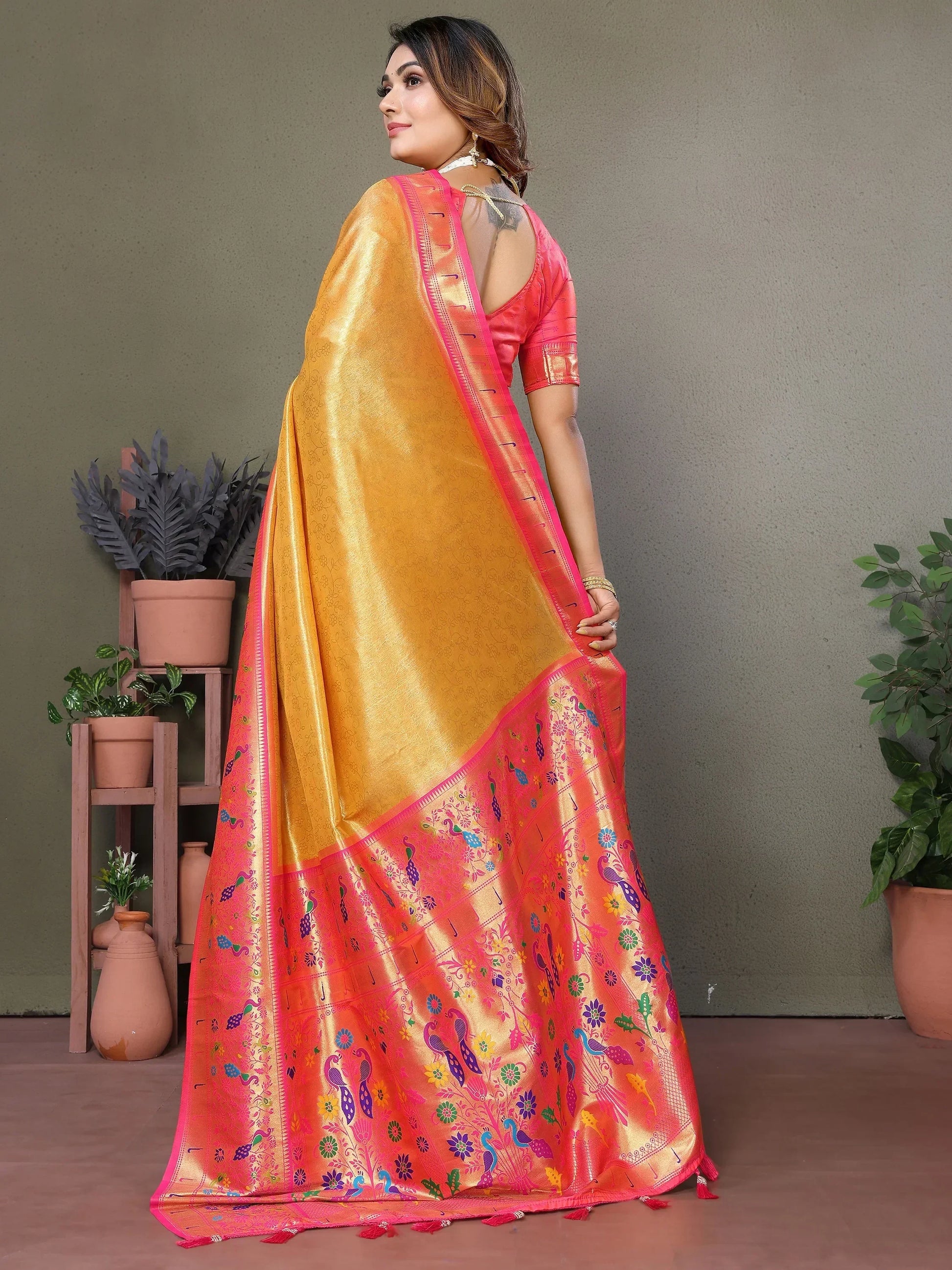Astonishing Mustard Yellow Zari Weaving Banarasi Silk Festive Wear Saree - Zeel Clothing
