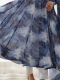 Astonishing Navy Blue Marble Print Organza Event Wear Anarkali Suit - Zeel Clothing
