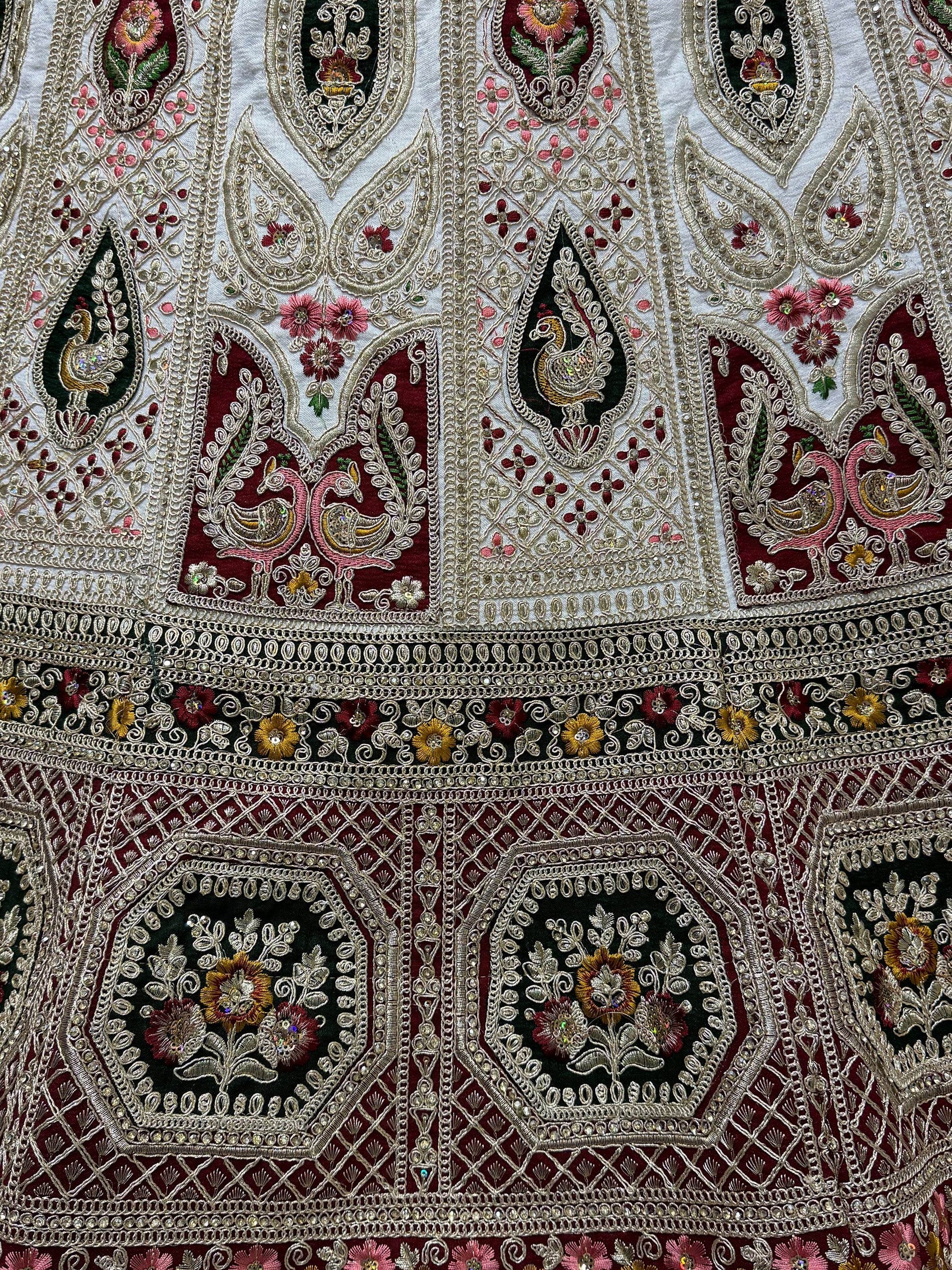 Astonishing Off-White Embroidered Silk Gujaratri Panetar Lehenga Choli - Zeel Clothing