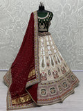 Astonishing Off-White Embroidered Silk Gujaratri Panetar Lehenga Choli - Zeel Clothing