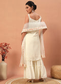 Astonishing Off-White Sequins Georgette Eid Special Sharara Suit - Zeel Clothing