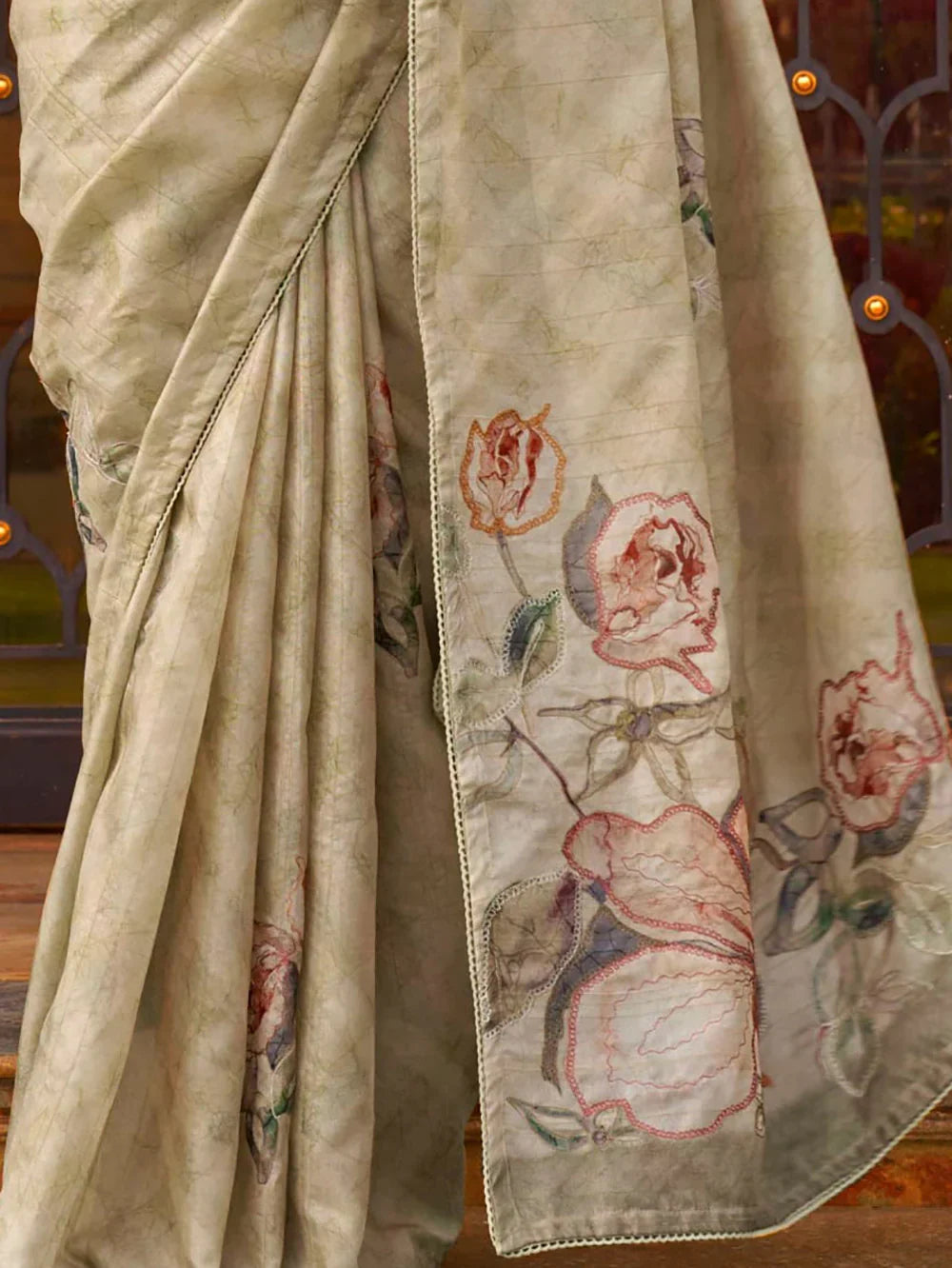 Astonishing Olive Green Printed Silk Festival Wear Saree With Blouse - Zeel Clothing