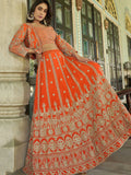 Astonishing Orange Chinnon Wedding Wear Lehenga Choli With Koti - Zeel Clothing