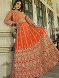 Astonishing Orange Chinnon Wedding Wear Lehenga Choli With Koti - Zeel Clothing