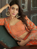 Astonishing Orange Chinnon Wedding Wear Lehenga Choli With Koti - Zeel Clothing