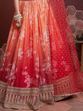Astonishing Orange Digital Printed Organza Silk Lehenga Choli - Zeel Clothing