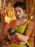 Astonishing Parrot Green Embroidered Cotton Navratri Special Lehenga Choli - Zeel Clothing
