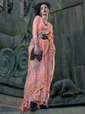 Astonishing Peach Handloom Weaving Silk Saree With Blouse - Zeel Clothing