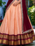 Astonishing Peach Zari Weaving Art Silk festive Wear Half Saree Lehenga - Zeel Clothing