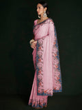 Astonishing Pink Lucknowi Work Georgette Event Wear Saree With Blouse - Zeel Clothing