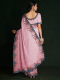 Astonishing Pink Lucknowi Work Georgette Event Wear Saree With Blouse - Zeel Clothing