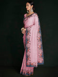 Astonishing Pink Lucknowi Work Georgette Event Wear Saree With Blouse - Zeel Clothing