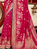 Astonishing Pink Zari Weaving Dola Silk Engagement Wear Saree - Zeel Clothing