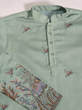 Astonishing Pista Green Embroidered Viscose Silk Wedding Wear Men Kurta