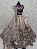 Astonishing Purple Embroidered Velvet Designer Lehenga Choli - Zeel Clothing