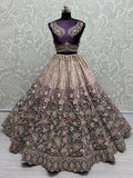 Astonishing Purple Embroidered Velvet Designer Lehenga Choli - Zeel Clothing