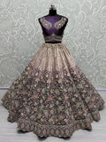 Astonishing Purple Embroidered Velvet Designer Lehenga Choli - Zeel Clothing
