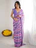 Astonishing Purple Printed Georgette Party Wear Saree With Blouse
