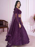 Astonishing Purple Sequins Georgette Reception Wear Lehenga Choli - Zeel Clothing