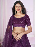 Astonishing Purple Sequins Georgette Reception Wear Lehenga Choli - Zeel Clothing