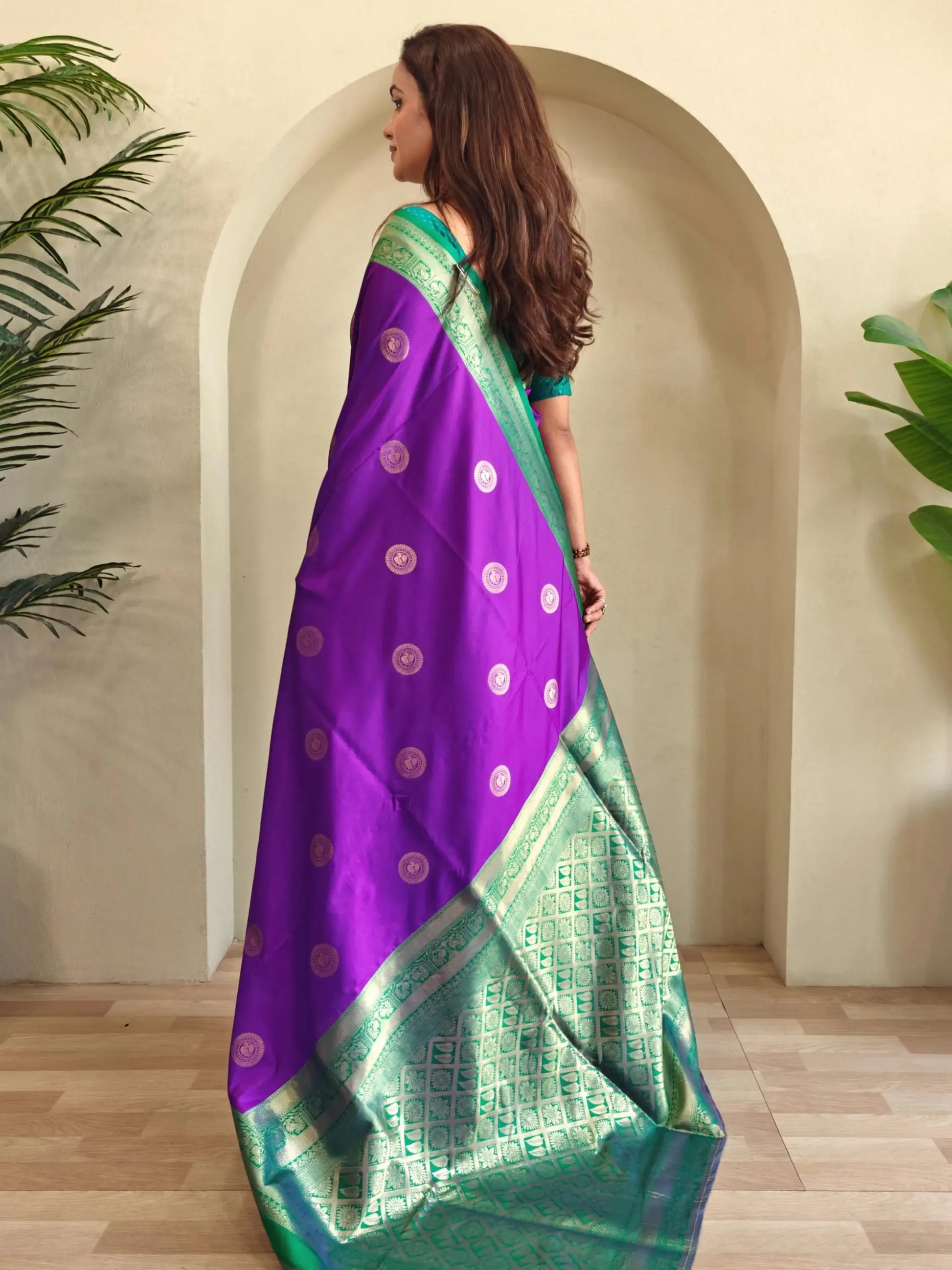 Astonishing Purple Zari Weaving Silk Wedding Wear Saree With Blouse - Zeel Clothing