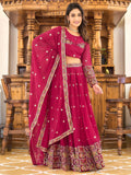 Astonishing Rani Pink Sequins Georgette Wedding Lehenga Choli - Zeel Clothing