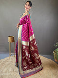 Astonishing Rani Pink Zari Weaving Silk Event Wear Saree With Blouse - Zeel Clothing