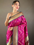Astonishing Rani Pink Zari Weaving Silk Event Wear Saree With Blouse - Zeel Clothing