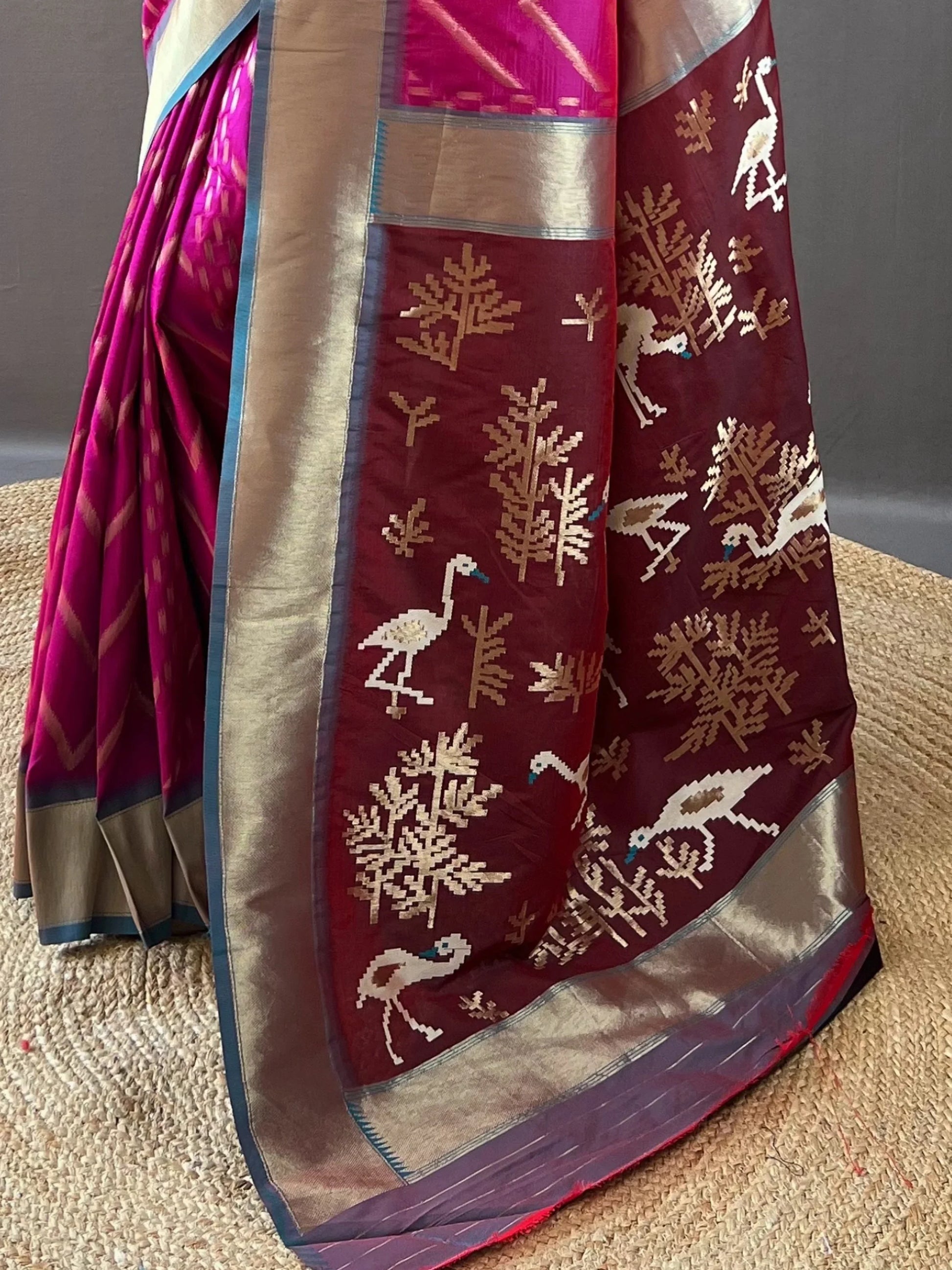 Astonishing Rani Pink Zari Weaving Silk Event Wear Saree With Blouse - Zeel Clothing
