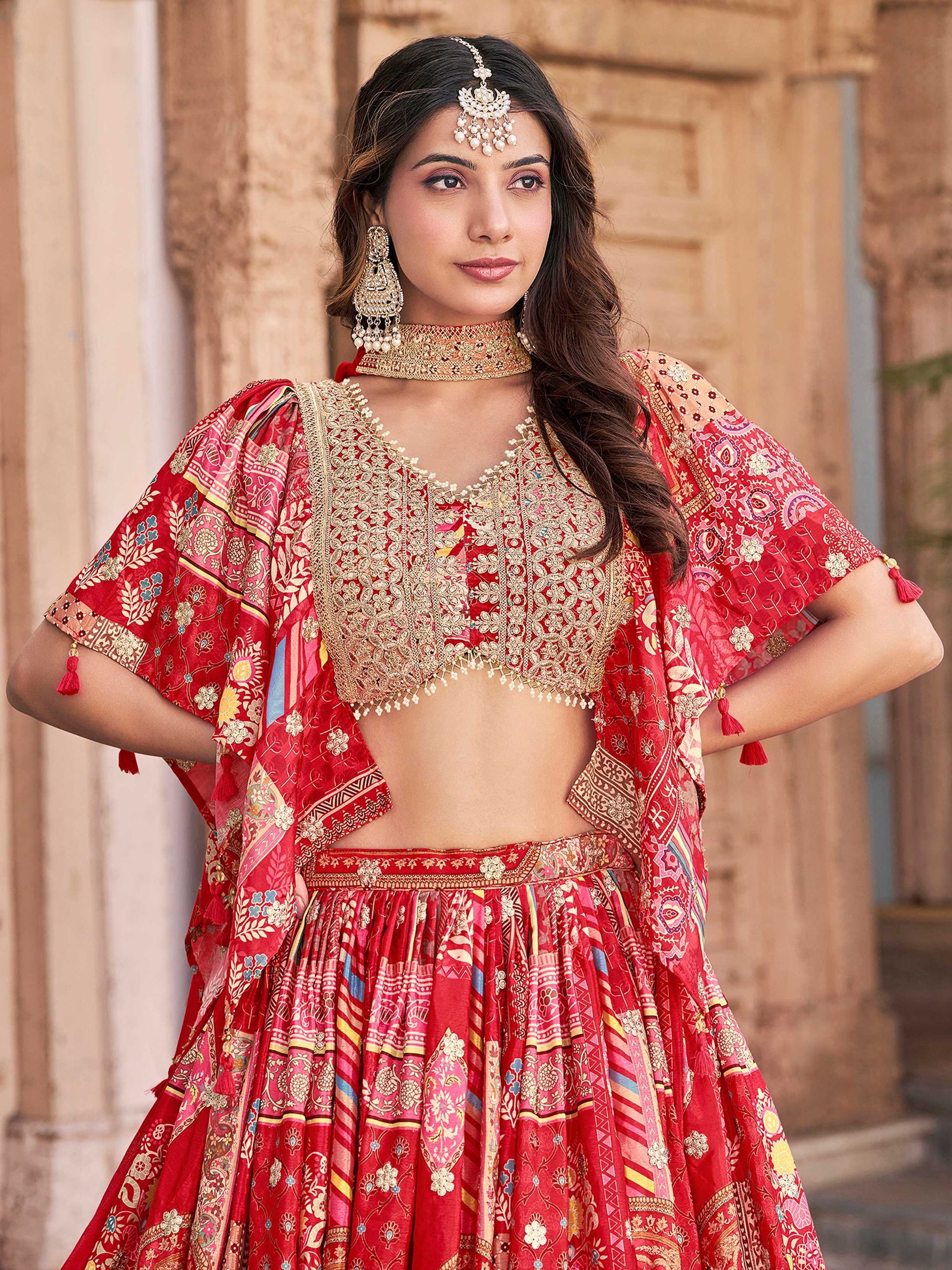 Astonishing Red Dori Work Chinon Wedding Wear Lehenga Choli With Dupatta - Zeel Clothing