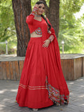 Astonishing Red Reyon Navratri Wear Lehenga Choli With Dupatta - Zeel Clothing