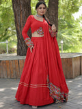 Astonishing Red Reyon Navratri Wear Lehenga Choli With Dupatta - Zeel Clothing