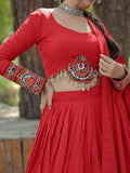 Astonishing Red Reyon Navratri Wear Lehenga Choli With Dupatta - Zeel Clothing