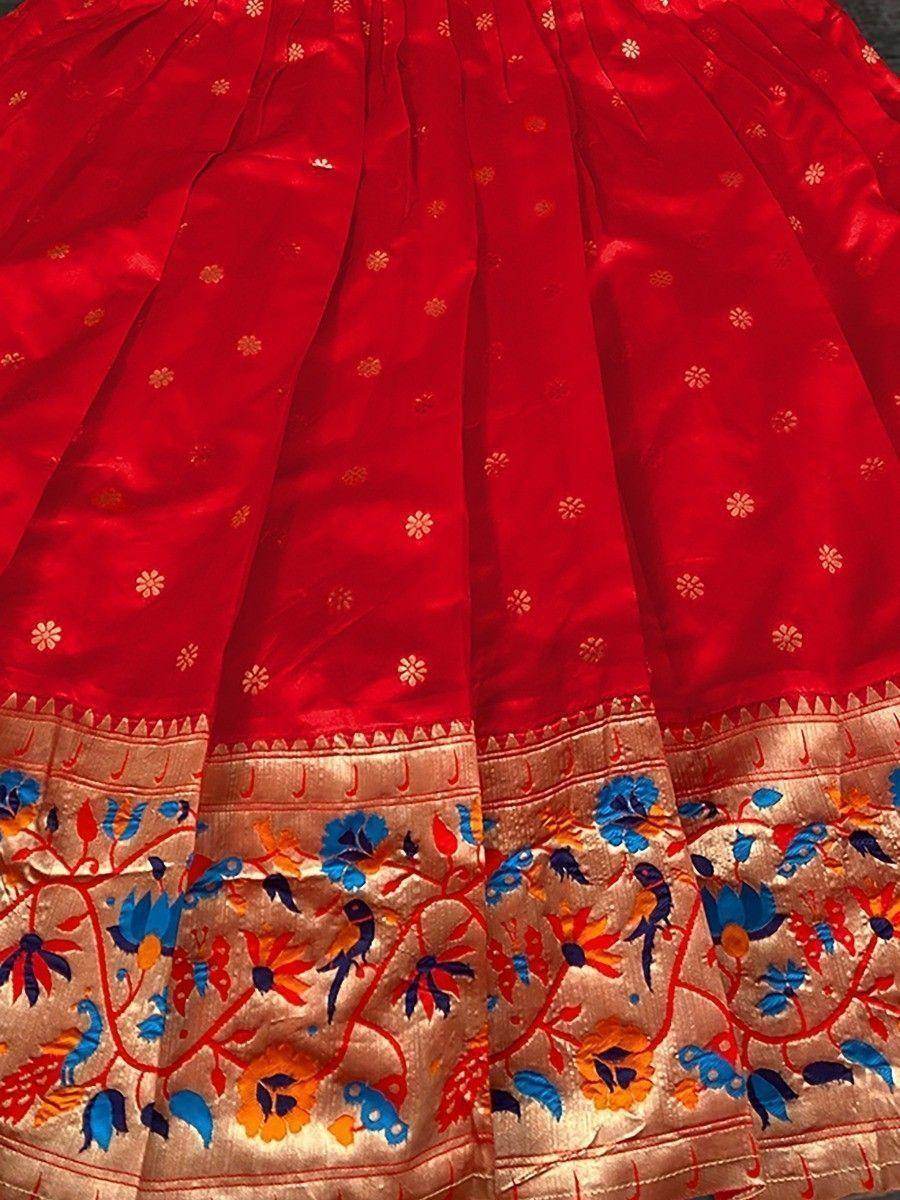Astonishing Red Zari Weaving Banarasi Silk Festival Wear Gown - Zeel Clothing