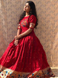 Astonishing Red Zari Weaving Banarasi Silk Festival Wear Gown - Zeel Clothing