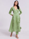 Astonishing Sea Green Organza Festival Wear Kurta With Pant - Zeel Clothing
