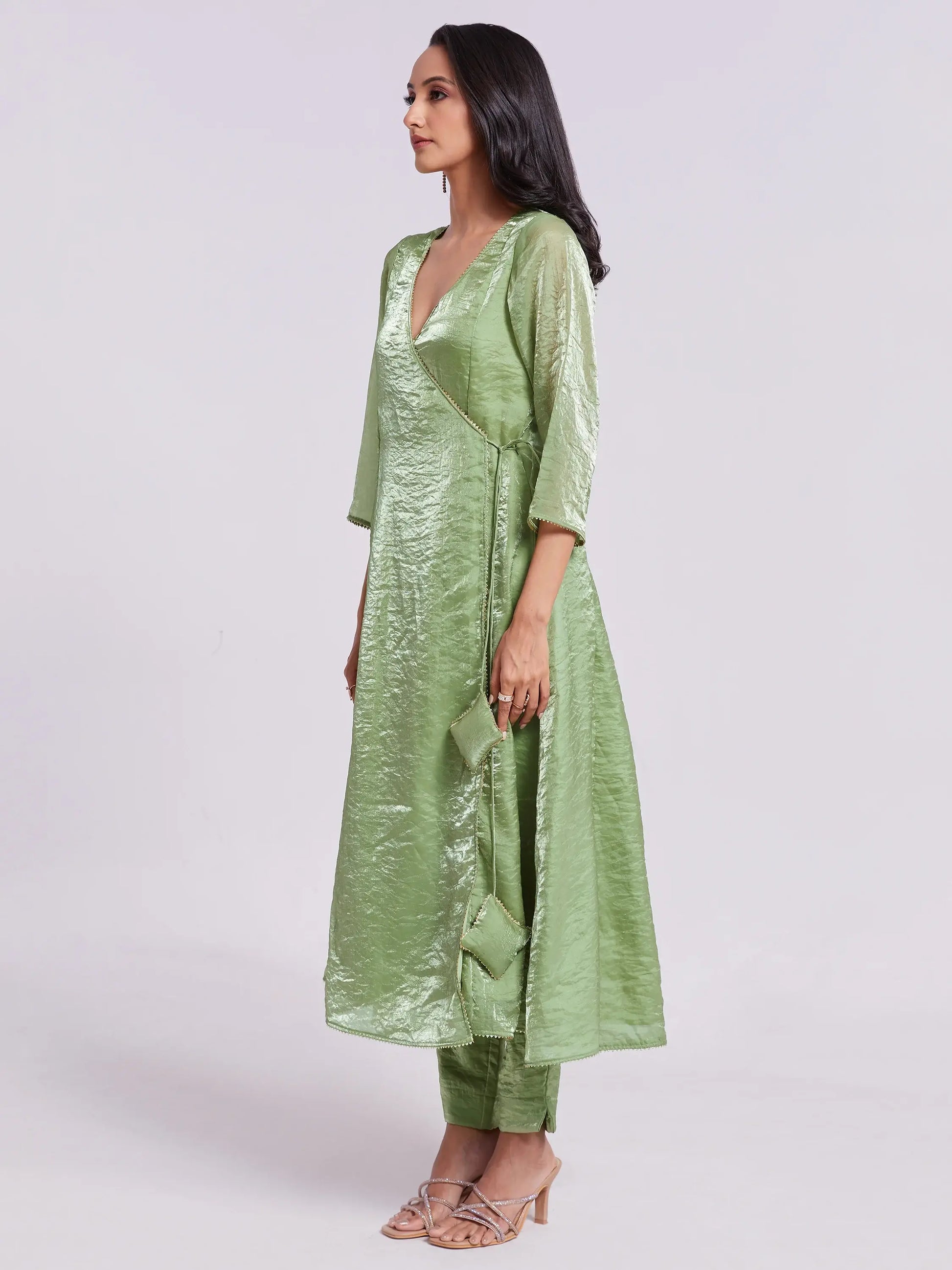 Astonishing Sea Green Organza Festival Wear Kurta With Pant - Zeel Clothing