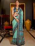 Astonishing Sky-Blue Patola Printed Silk Festival Wear Saree With Blouse - Zeel Clothing