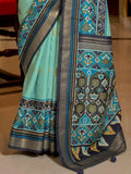 Astonishing Sky-Blue Patola Printed Silk Festival Wear Saree With Blouse - Zeel Clothing