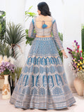 Astonishing Sky-Blue Sequins Net Bridesmaid Lehenga Choli - Zeel Clothing