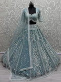 Astonishing Sky Blue Sequins Net Engagement Wear Lehenga Choli - Zeel Clothing