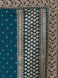 Astonishing Teal Blue Bandhani Printed Silk Wedding Wear Saree - Zeel Clothing